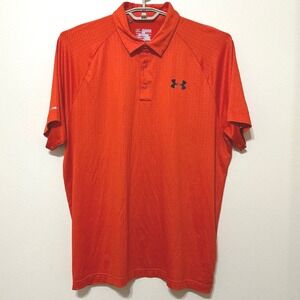 Under‎ Armour Mens 2XL Orange HeatGear Coldblack Polo Shirt Athletic Golf